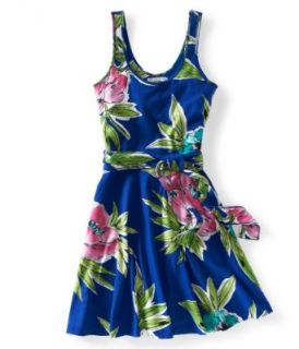 Aeropostale Womens; Juniors Indigo Sea (488) Floral Circle Knit Dress (X Large)