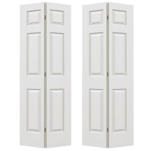 JELD WEN Woodgrain 6 Panel Primed Molded Interior Bi Fold Closet Door THDJW160600158