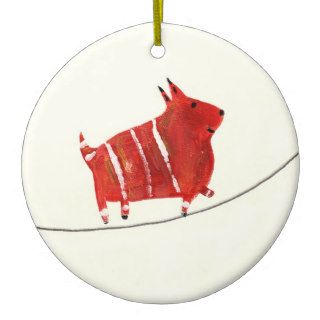 Tiny Tightrope Dog Ornament (Circle)