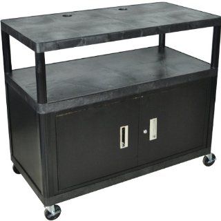 Extra Wide Computer Cart with Cabinet   38"H  Computer And Machine Carts 