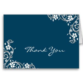 Peacock Floral Swirls Thank You Card