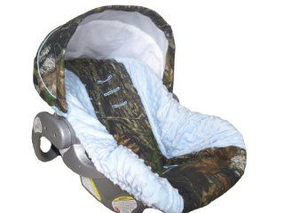 Infant Car Seat Cover, Baby Car Seat Cover, Slip Cover  Camo with Light Blue Minky  Camo Baby Stroller  Baby