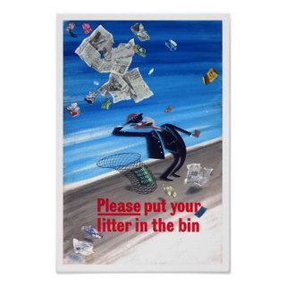 Vintage Anti Litter Poster Print