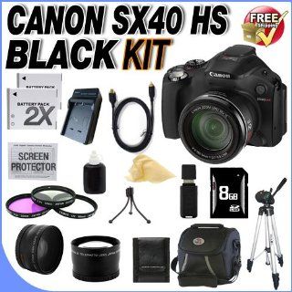 Canon SX40 HS 12.1MP Digital Camera with 35x Wide Angle Optical Image Stabilized Zoom and 2.7 inch Vari Angle Wide LCD W/8GB SDHC Memory + 2 Extra Extended Life NB10L Batteries + Ac/Dc Rapid Charger + 3 Piece 67mm Filter Kit + Lens Adapter + Super Wide Ang