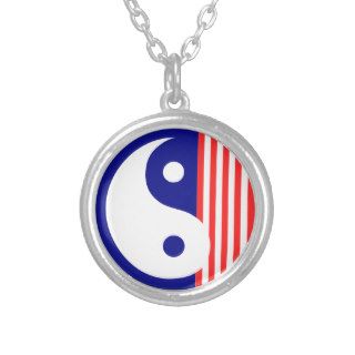 Red White and Blue Yin Yang Necklace