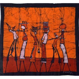 'Last Light of the Day' Batik Wall Hanging (Mozambique) Tapestries