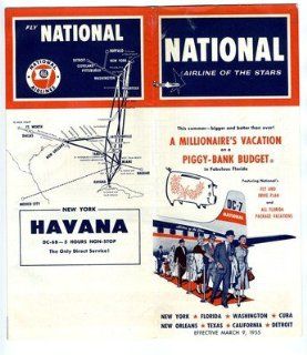 National Airlines Time Table March 1955 Airline of the Stars Havana DC 6 B  