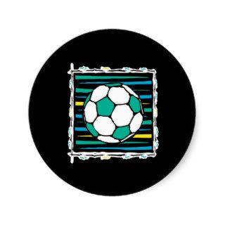 Soccer Ball Art Black Round Stickers