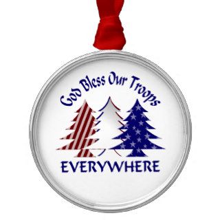 God Bless Our Troops Military Christmas Ornaments