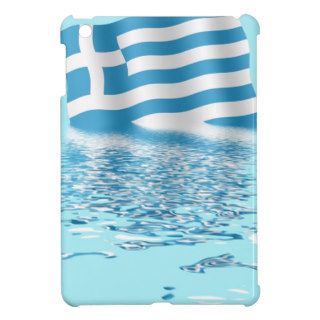 Greek flag reflected into water cover for the iPad mini