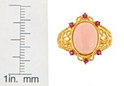 D'Yach Gold over Silver Pink Opal and Ruby Ring D'Yach Gemstone Rings