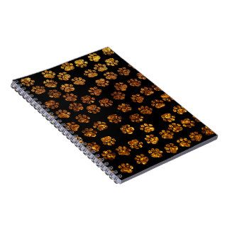 Shiny Glitter Dog Paws Traces Pawprints Gold Black Spiral Notebook