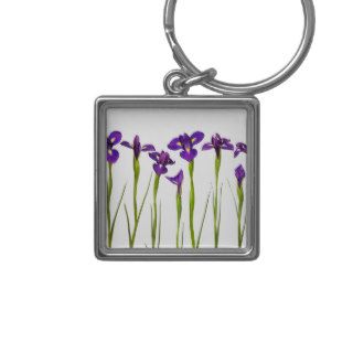 Purple Irises   Iris Flower Customized Template Key Chain