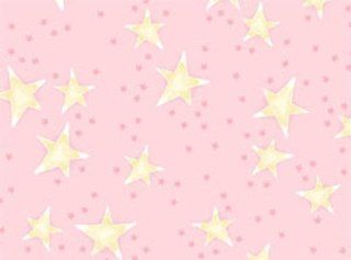 Baby Bear Hugs Girl Pink Star Toss Quilt Flannel Fabric By the Yard