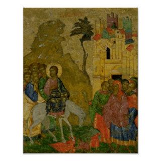 The Entry into Jerusalem, Russian icon Posters