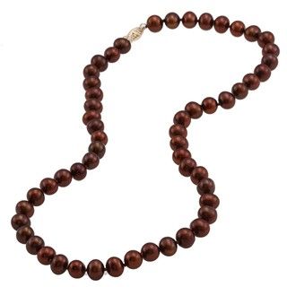DaVonna 14k 7.5 8mm Chocolate Freshwater Cultured Pearl Strand Necklace (16 36 inches) DaVonna Pearl Necklaces