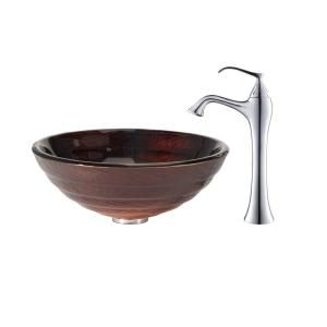 KRAUS Iris Glass Vessel Sink and Ventus Faucet in Chrome C GV 693 19mm 15000CH