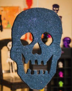 Sparkling Felt Skull Door Hanger   Holiday Figurines