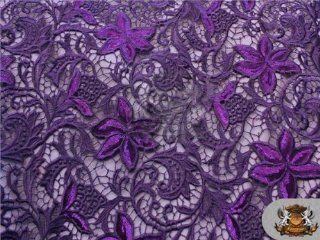 Guipure Lace Sequin Floral Fabric PURPLE / 49" Wide / Sold by the yard