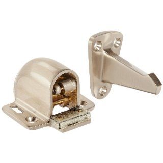 Rockwood 494R.15 Brass Wall Mount Automatic Door Holder with Stop, Satin Nickel Plated Clear Coated Finish, 3 3/4" Wall to Door Projection, Includes Fasteners for Use with Solid Wood Doors and Masonry Walls Industrial Hardware Industrial & Scien