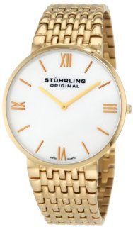 Stuhrling Original Men's 509.33337 Classic Ascot Meydan Concourse Swiss Quartz Mother Of Pearl Dial Gold Tone Bracelet Watch Stuhrling Original Watches