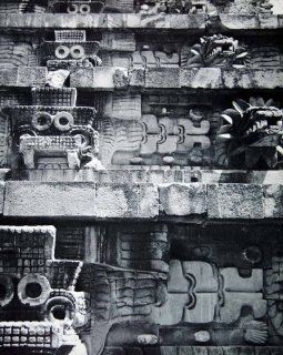 1945 Print Quetzalcoatl Teotihuacan Feathered Serpent Temple Pyramid Mexico   Original Halftone Print  