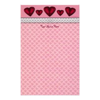 Red Satin Hearts Stationery Paper