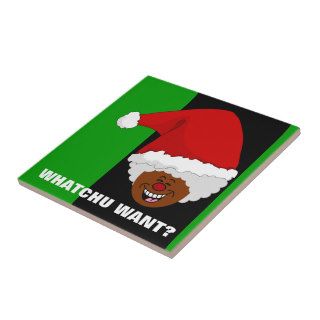 Tell Black Santa What You Want for Christmas Ceramic Tiles