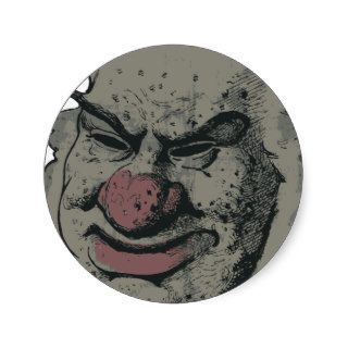 Vintage Mean Clown Round Stickers
