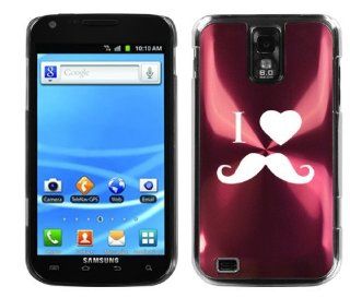 Rose Red Samsung Galaxy S II T989 T mobile Aluminum Plated Hard Back Case Cover J266 I Heart Love Mustache Cell Phones & Accessories