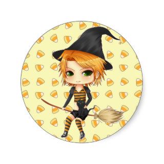 Cute Halloween witch girl chibi stickers
