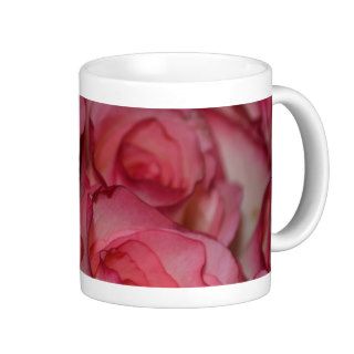 White Pink Edge Roses Coffee Mug