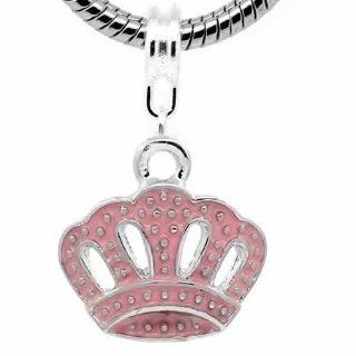 " Pink Princess Crown " Charm Bead Spacer Compatible Compatible with Pandora Chamilia Kay Troll Bracelet Jewelry