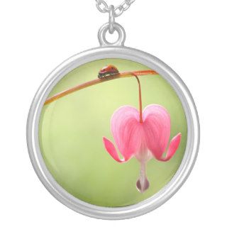 Ladybug and Bleeding Heart Flower Custom Necklace