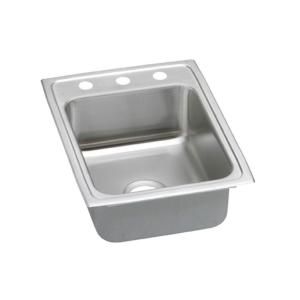 Elkay Pacemaker Top Mount Stainless Steel 17x22x7.25 3 Hole Single Bowl Kitchen Sink PSR17223