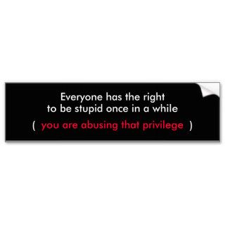 everyone has the right to be stupid bumper sticker