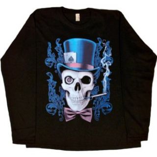 WOMENS LONG SLEEVE T SHIRT  BLACK   LARGE   Top Hat Skull   Ace of Spades     Goth Punk Emo Clothing