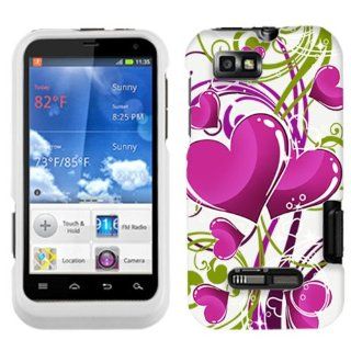 Motorola Defy XT Hot Pink Hearts on White Hard Case Phone Cover Cell Phones & Accessories