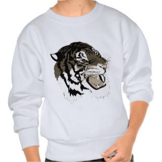 Roaring Black And White Tiger Pullover Sweatshirt