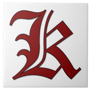 Canterbury Letter K in Red Monogram Tile