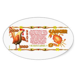 ValxArt Zodiac Earth Rooster born Cancer 1969 Oval Stickers