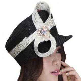 June's Young Fashion Church Hat for Women Satin Fabric Black Formal Dress Hat Ladies Church Hats