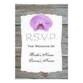 Orchid Wedding RSVP   Barnwood Custom Invitation