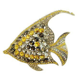 Angelfish Austrian Crystal Topaz Color Brooch Jewelry