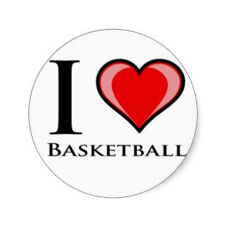 I Love Basketball Round Stickers