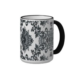 Black & White Vintage Traditional Lace Design Coffee Mugs