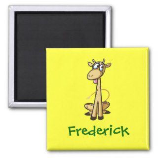 Funny Cute Cartoon Giraffe Personalized Name Gift Refrigerator Magnet
