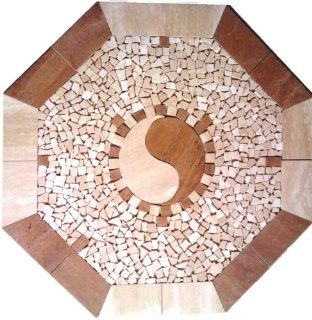 Tile Floor Medallion Marble Mosaic Ying Yang Octagon Design 36"    