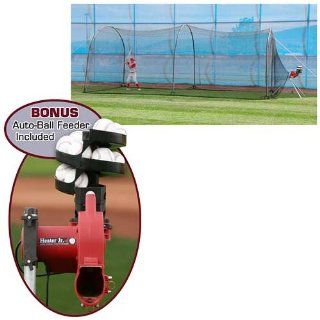 Heater Complete Home Batting Cage with Heater Jr. Pitching Machine Sports & Outdoors