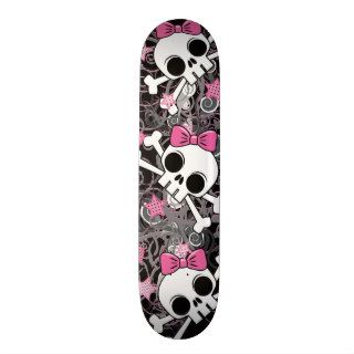 Girly Skull and Crossbones Skateboards